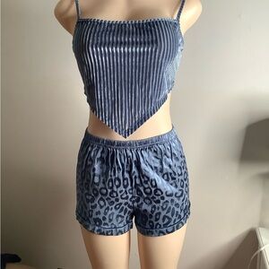 SHEIN Light Blue Elastic Waistband Shorts